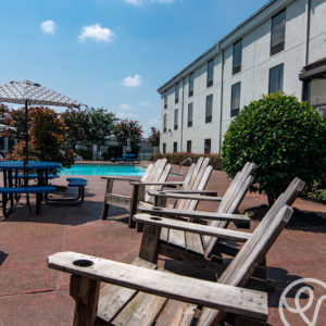 deck chairs at outdoor pool