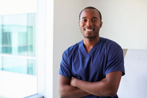 smiling intake clinician greeting clients in partial hospitalization program